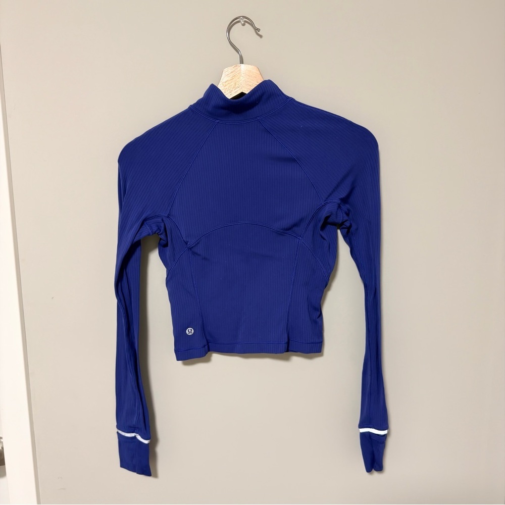 LULULEMON Its Rulu Run Cropped Half Zip Rib Psychic - Picture 9 of 10